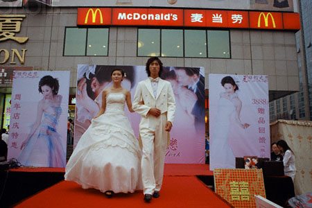 China - Wedding fantasy outside McDonald's